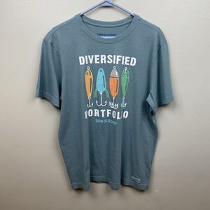 Life‎ Is Good T Shirt M Diversified Portfolio Fishing Lures Green Crusher Tee